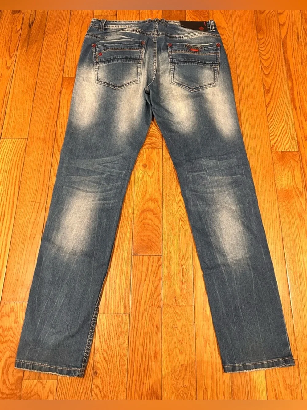 DSquared2 Men's Blue Distressed Slim Fit Denim Jeans Size 34 Plaid Pocket Lining